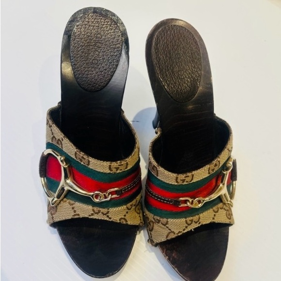 Gucci Monogram Icon Bit High Heel Clogs - Picture 11 of 15